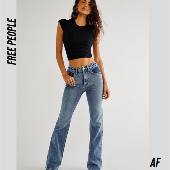 FREE PEOPLE THUNDERBIRD FLARE JEANS IN PURPLE NEW NWT - Picture 3 of 11